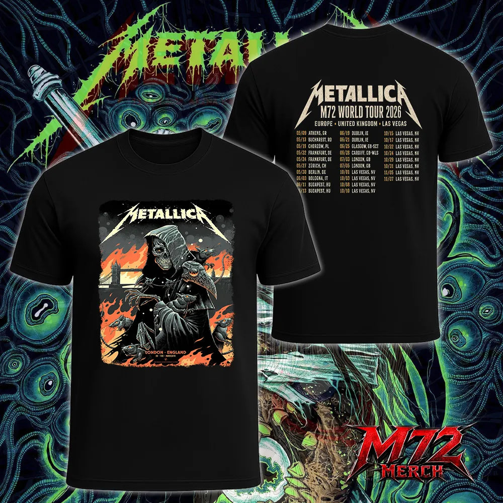 Metallica M72 World Tour July 3 2026 London Stadium London England Grim Reaper Rats By Luke Preece 2 Side T-Shirt